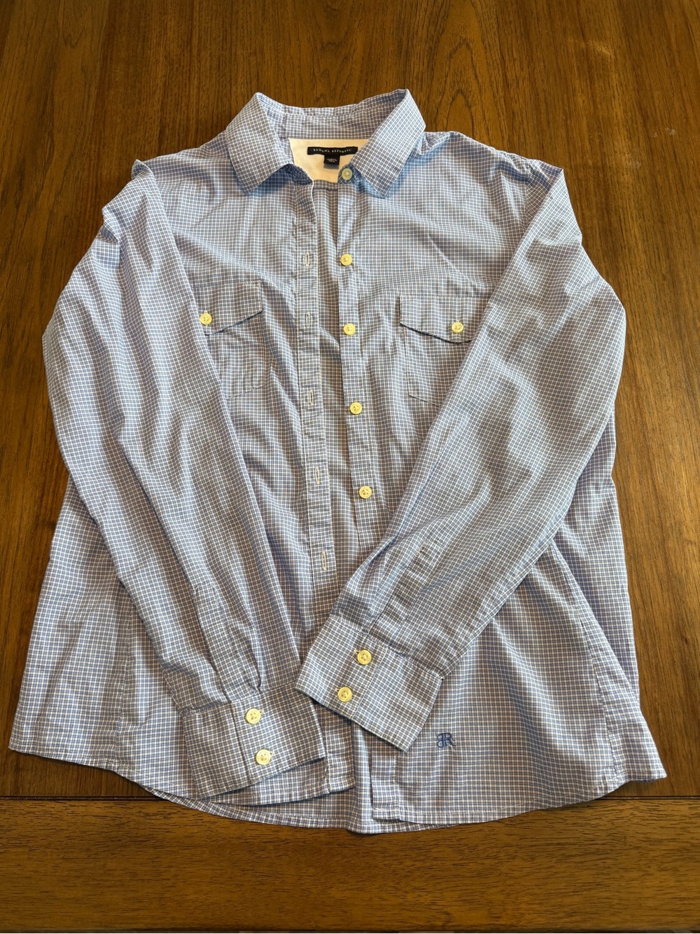 Banana Republic Light Blue Micro-Check Button-Down Shirt